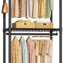 FUTASSI P3 Mini Rolling Clothes Rack, Clothing Racks for Hanging Clothes, Heavy Duty Garment Rack with Wheels, Freestanding Portable Closet Rack 23.6'' W x 14'' D x 78.5'' H, Max Load 430 Lbs, Black