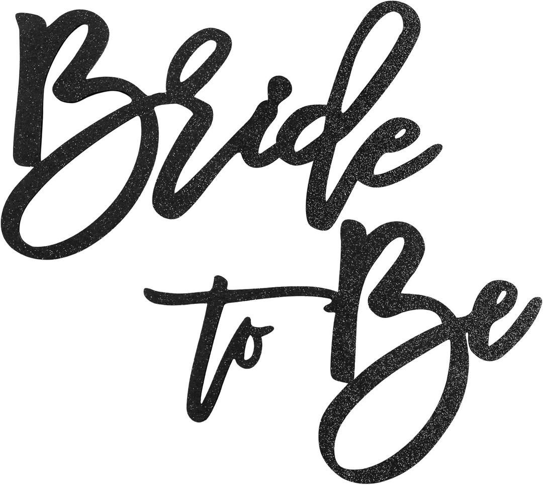 Felt Bride to Be Sign-Bridal Shower Letters for Bachelorette Engagement Wedding Party Balloon Arch Photo Props Backdrop Decoration (Glitter Black)