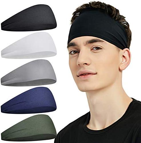 Pilamor Sports Headbands for Men (4 Pack),Moisture Wicking Workout Headband, Sweatband Headbands for Running,Cycling,Football,Yoga,Hairband for Women and Men