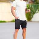 GINGTTO Mens Shorts 9" Inseam Slim Fit Stretch Casual Chino Short Pants (Green)