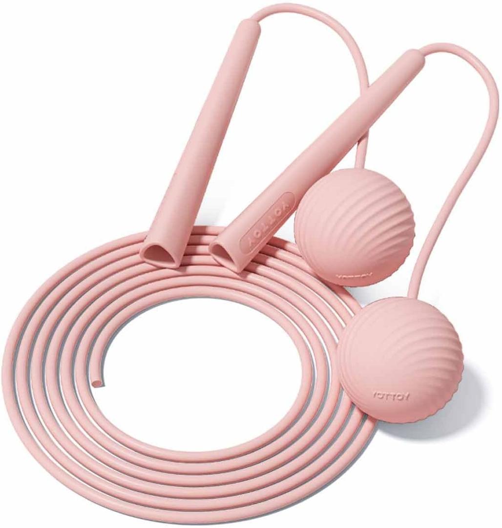 Jump Rope-Cordless & Corded Adjustable Jump Rope for Fitness with Large Ball for Home Gym & Travel for Men and Women (Pink)