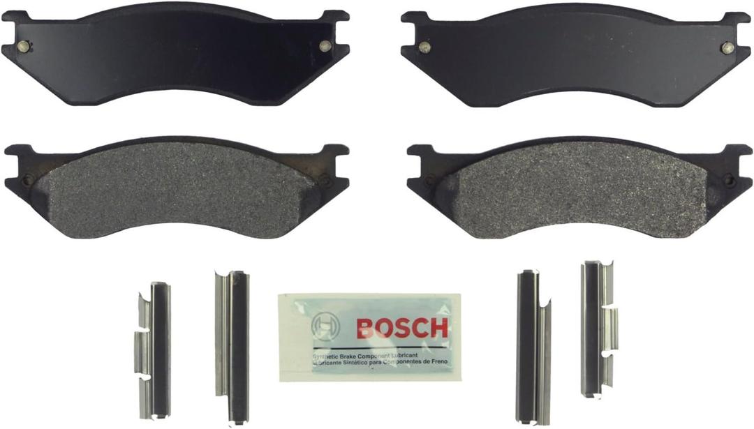 BOSCH BE758H Blue Semi-Metallic Disc Brake Pad Set With Hardware - Compatible With Select Dodge B1500, Ram 1500, Ram 1500 Van; FRONT