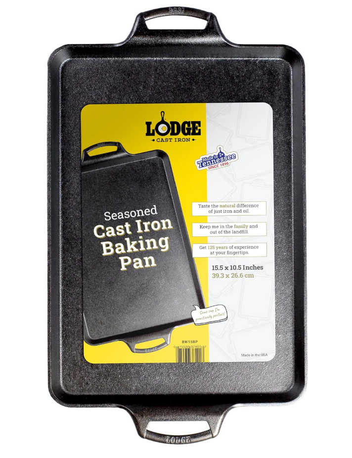 Lodge Pre-Seasoned Cast Iron Baking Pan, Rectangular, 15.5 x 10.5 Inches
