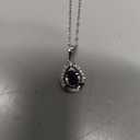 Sapphire Necklace Sterling Silver Teardrop Crystal Cubic Zirconia Necklace Birthstone Pendant Sapphire Jewelry for Women