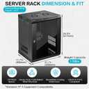 12U Wall Mount Server Rack Cabinet for 19'' IT Equipment, AV Device | 17.7 Inch Depth Network Cabinet Enclosure, Lockable Glass Door with Cooling Fan, Easy Install for Home Office Media Equipment