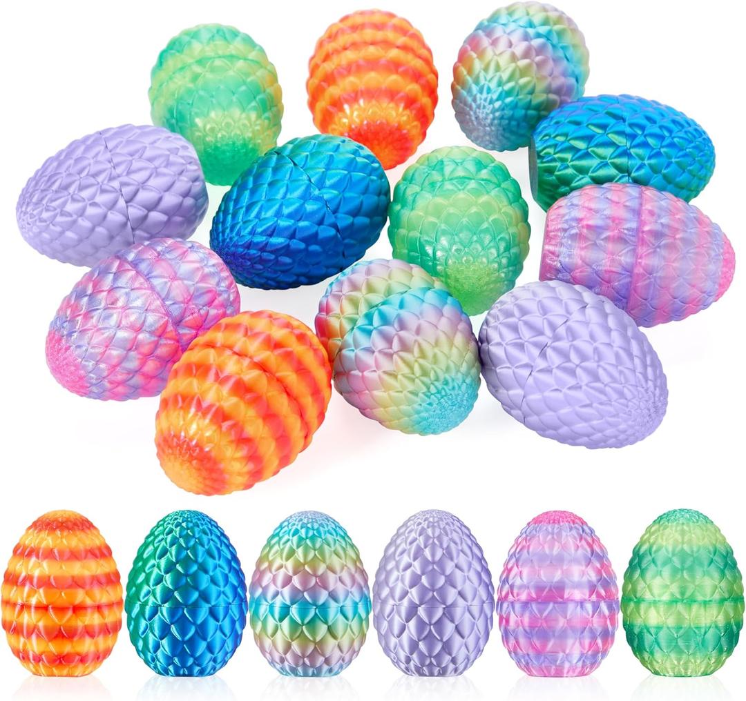 12 x JOYIN 12 PCS Easter 3D Empty Eggs, 2.36" 3D Printed Dragon Empty Eggs Fillable Eggshells for Easter Egg Hunt, Basket Fillers, Treats, Party Favor Supplies, Classroom Prizes