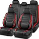 Skechers Seat Covers,Memory Foam Leather Car Seat Covers,Waterproof Car Seat Protector Full Sets,Car Seat Cushion Airbag Automotive Universal Fit for Most Cars,Vans,Trucks,SUV,Red