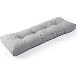 SUNROX LokGrip Non Slip Tufted Memory Foam Bench Cushion, FadeShield Water Resistant Durable Thicken Outdoor/Indoor Bench Seat Pads 54x16x4 inch, Heather Grey