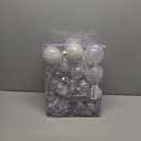 Roberly Silver & White Christmas Tree Decorations Set Shatterproof Clear Plastic Christmas Ornaments Balls
