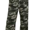 SOFIA'S CHOICE Women's Camo Sweatpants High Waist Drawstring Wide Leg Pants with Pockets Green Camo X-Large