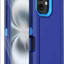 Annymall for iPhone 16 Case with 2 Screen Protector,Shockproof Drop Protection Dust Proof Heavy Duty Military Grade Multi-Layer Rugged Protective Phone Cover for Apple iPhone 16 (Blue)