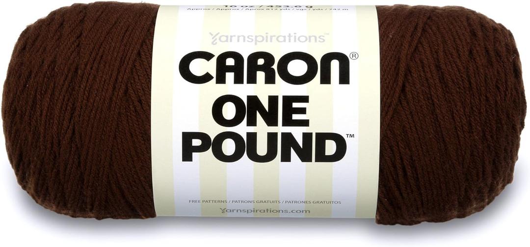 Caron One Pound Solids Yarn, 16oz, Gauge 4 Medium, 100% Acrylic - Espresso- For Crochet, Knitting & Crafting ( 1 Piece )