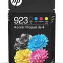 HP 923 Black, Cyan, Magenta, Yellow Ink Cartridges (4-Pack) | Works with Printer Series: OfficeJet 8120, OfficeJet Pro 8130 | Eligible for Instant Ink | 6C3Y6LN