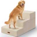 Dog Stairs for Large Dogs 18" H, Extra Wide Pet Steps for Couches & Beds | Aodisman Extra Wide 20" Steps with Deep Treads Provide Stable, Comfortable Climbing Support for Large, Senior Dogs,Beige