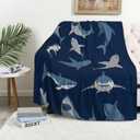 Shark Throw Blanket for Couch Soft Warm Lightweight Cozy Blankets & Throws for Living Room Decor Shark Gifts for Teens Boys 60"x50"