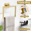 Brushed Gold 5 Pieces Bathroom Hardware Accessories Set Towel Bar Set Towel Holder Racks Set for Bathroom,SUS304 Stainless Steel,Wall Mounted 23.6-Inch