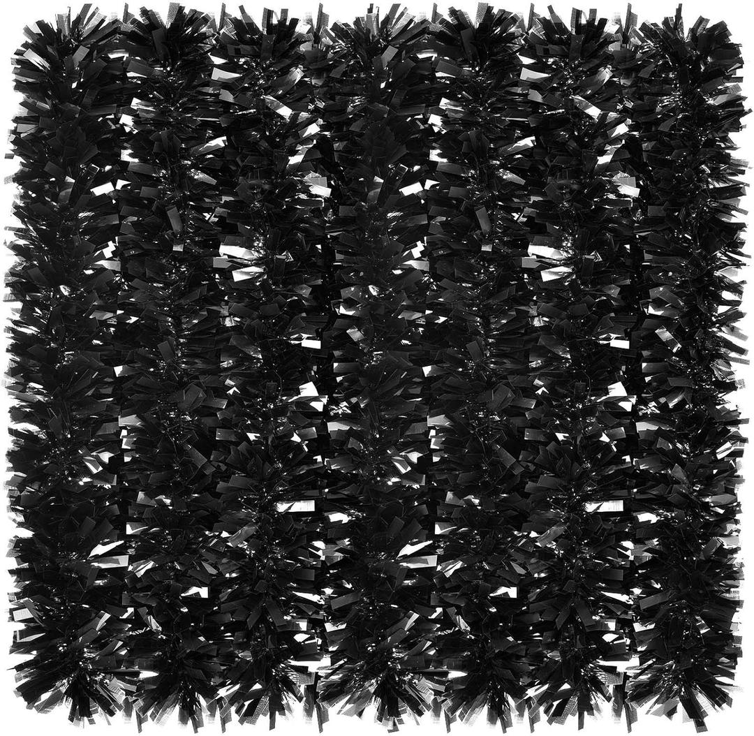26.2 ft Christmas Tinsel Garland Black Halloween Metallic Tree Garland Glitter Party Tinsel Hanging Decorations for Christmas Tree Wedding Birthday Party Supplies