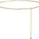 Gold Metal Waist Chain for Women - Adjustable Body Chain with Link Belts for Dress & Jeans (MFit for Waist up to 36 inches)