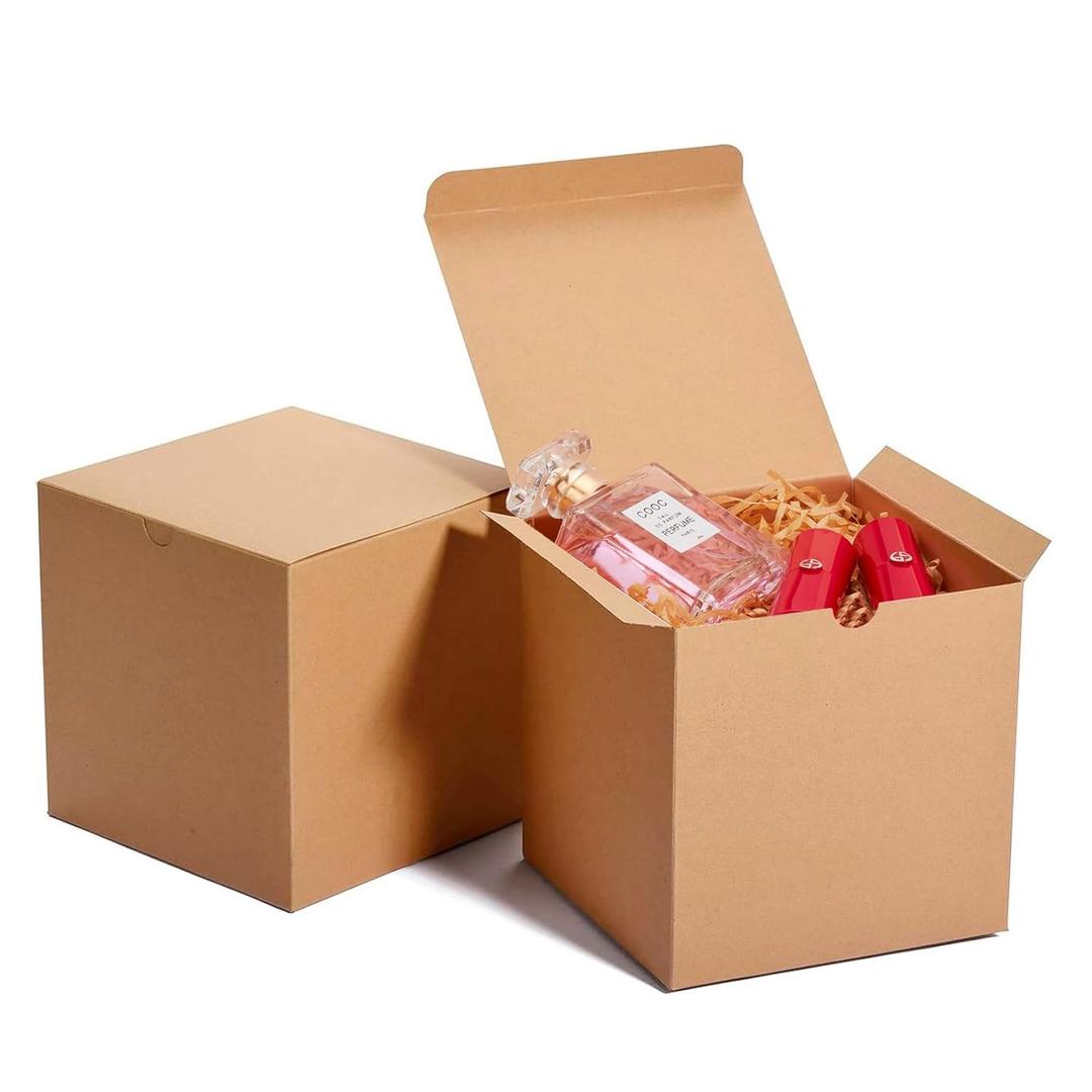 MESHA 6x6x6 Gift Boxes with Lids, Brown Kraft Gift Boxes 50PC for Christmas, Cupcake, Bridesmaid & Groomsmen Proposal, Birthday, Party Favor, Wedding Favor (1 Count (Pack of 50))