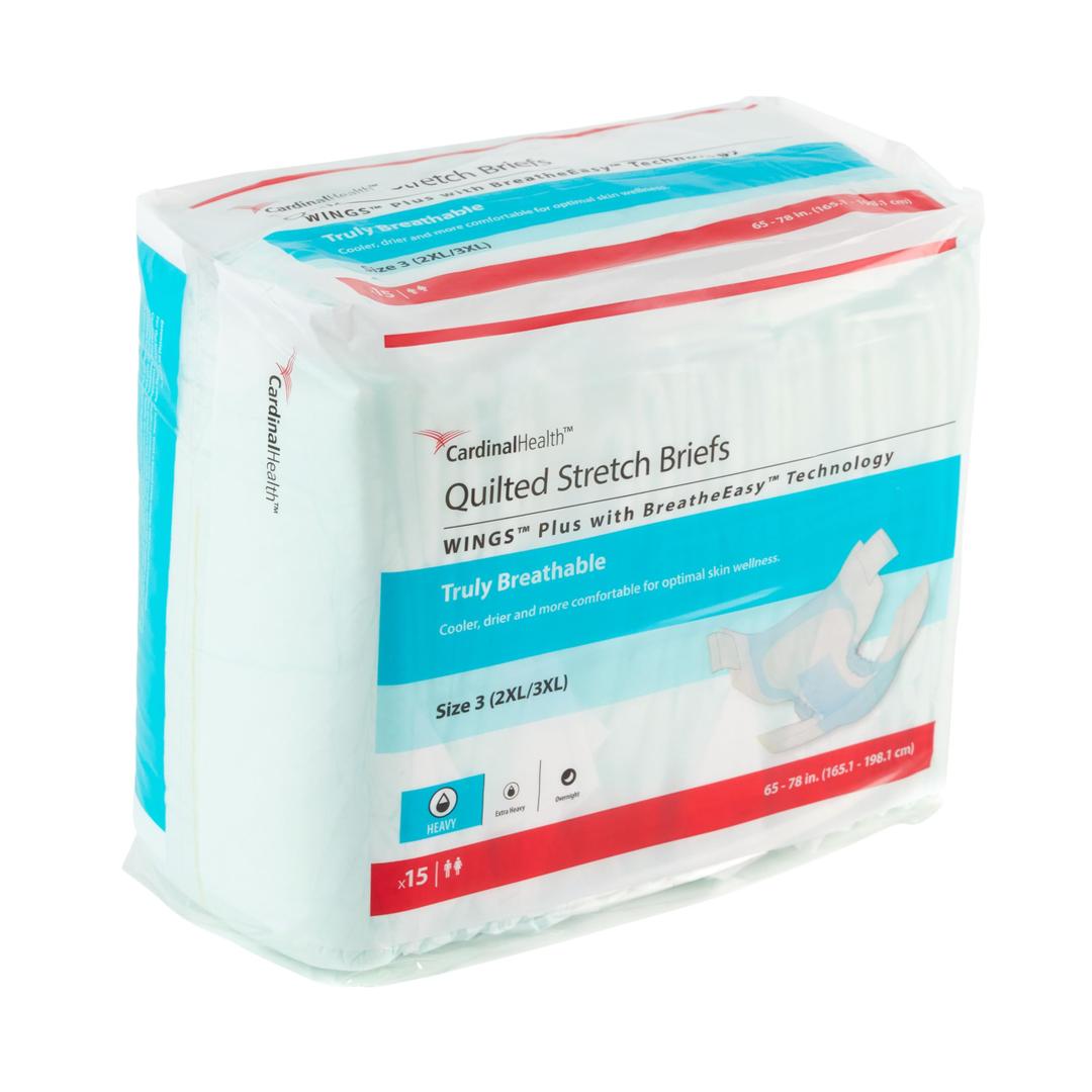 Cardinal Health™ Wings™ Plus Quilted Stretch Brief with BreatheEasy™ Technology, Size 3 (2XL/3XL), Case of 60