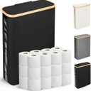 Odonata Large Toilet Paper Storage Basket with Lid, Slim Toilet Paper Organizer, Hold up to 20 Regular Rolls or 15 Mega Rolls. (Black, 49L)