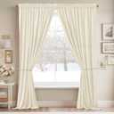 StangH 42 inch Velvet Curtains 2 Panels Set Ivory White Light Dimming Window Drapes 90 inches Long Heavy Privacy Room Dividers for Doorway Hallway Office, W42 x L90, 2 Panels