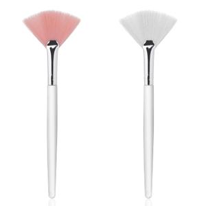 Giantree 4 Pcs Fan Brushes for Facial, Face Mask Applicator Soft Makeup Brushes Esthetician, Flat Head Mask Acid Applicator Esthetician Brush for Women Girls Mud Clay Mask Makeup Peel(Pink and White)