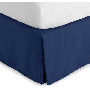 Bare Home Queen Bed Skirt - 15-Inch Tailored Drop Easy Fit - Bed Skirt for Beds - Center & Corner Pleats (Queen, Dark Blue)