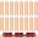 Liliful Pack of 16 Wooden Train Track Expansion Male-Male Female-Female Train Track Compatible with Most Trains Tracks(Straight)