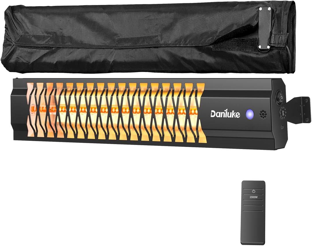 Outdoor Heater for Patio, 1500W Wall-Mounted Heater, Patio Heaters for Outdoor Use, Waterproof, Carbon Fiber Tube, for Backyard Gazebo Garage Black