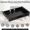 Menkxi 18'' x 12'' Under Desk Drawer Slide Out Storage Organizer, Lockable Metal Desk Drawer for Laptop and Office Accessories, Large Hidden Under Table Storage Box with Cable Management, Black