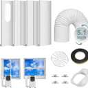 Portable Air Conditioner Window Vent Kit with 5.1" Exhaust Hose, Portable AC Seal Kit for Sliding Window with 4 Plates, Universal Coupler Fits 5.9 & 5.1 Inch Diameter Exhaust Hose