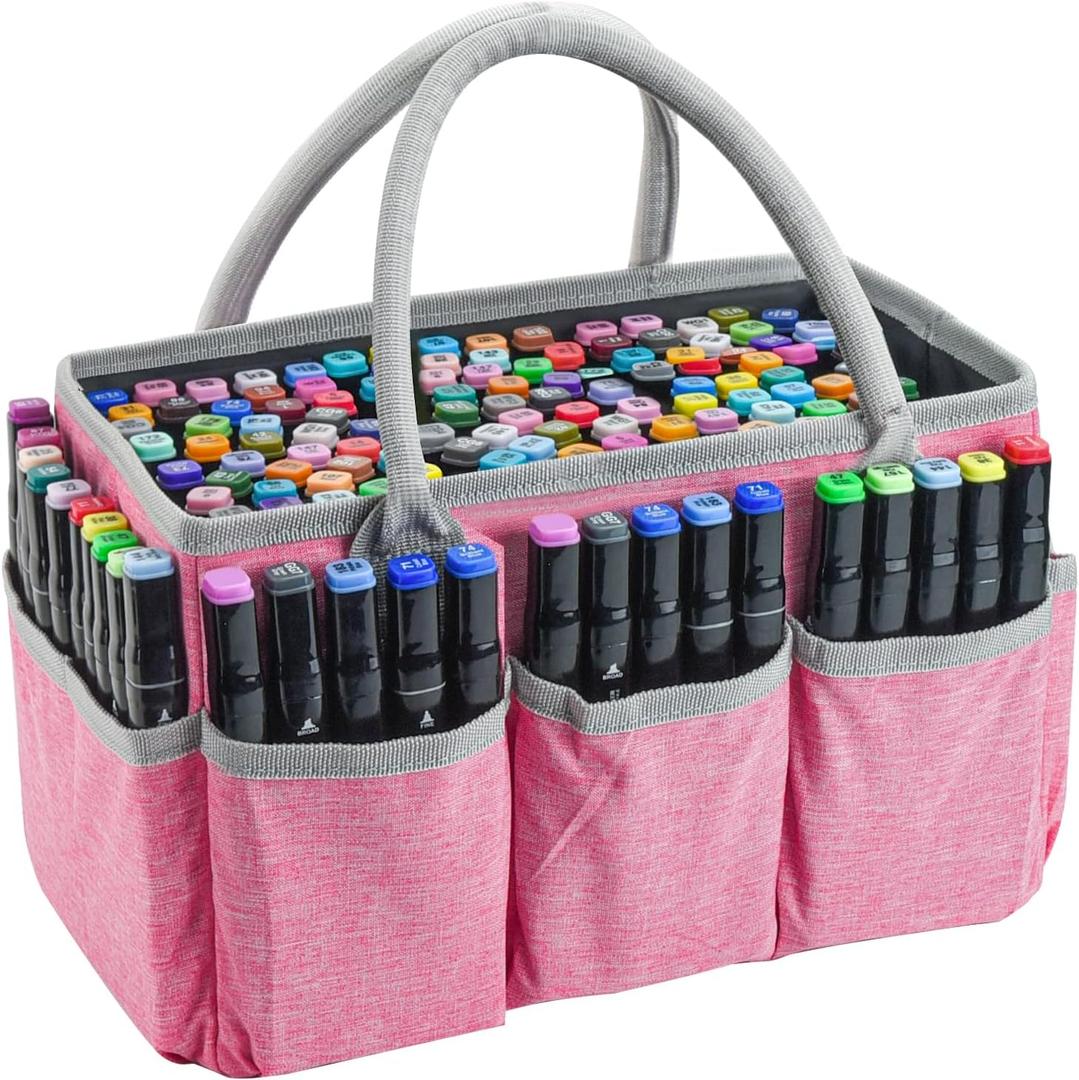 Watpot Marker Storage Bag Art Supply Organizer Case for Pen Coloring Craft Pink
