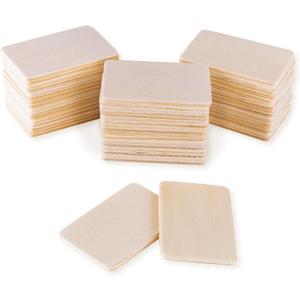 Super Z Outlet 50 Pack Unfinished Natural Wood Rectangle Blank Pieces Wooden Tags Slices for Arts & Crafts, Painting DIY Decorations, Embellish, Burning & Staining (2.08 x 1.37 Rectangle)