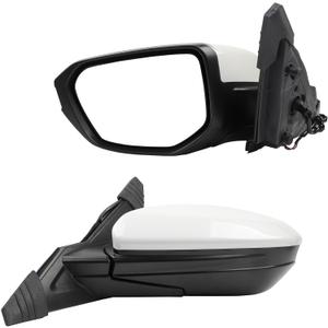 Dasbecan Left Driver Side Door Mirror Assembly Compatible with Honda Civic 2016-2021 Power Glass Non-Heated Manual Folding Replaces HO1320283 White 3Pins (For US Built Models)