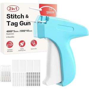 2-in-1 Stitch Gun for Colthes & Tagging Gun for Clothing，Stitchy Quick Clothes Fixer with 5000pcs Fasteners（4000 5mm Black/White Sewing + 1000 45mm Tagging) & 6 Needles（Blue)