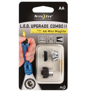 Nite Ize LED Upgrade Combo II Compatible with AA Mini Maglite - Convenient Flashlight Kit with LED & Tail Cap Switch - Powerful Flashlight Upgrade for Camping & Hiking - 1 Pack