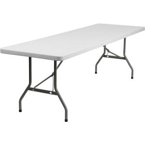 Flash Furniture Elon 8' Rectangular All-Occasion Plastic Folding Event Table, Foldable Portable Banquet Table for Indoor/Outdoor Events, White