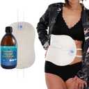 QUEEN OF THE THRONES Castor Oil Pack for Liver Kit - Heatless, Less-Mess, Reusable - Organic Cotton Flannel, Comfort Fit, Soft Straps & Naturopathic Doctor Designed (16.9 oz Castor Oil Included)
