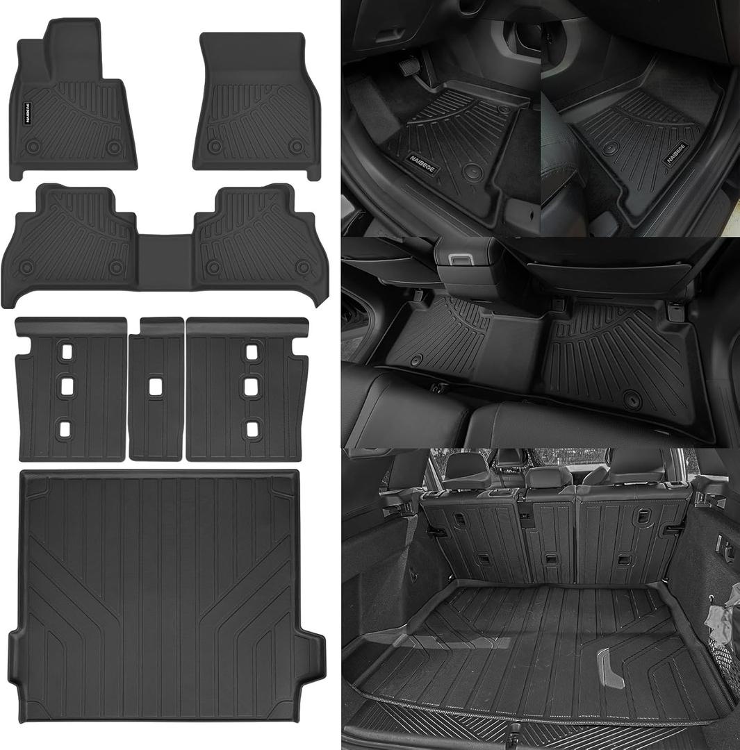 Naibeve Floor Mats for 2019-2025 BMW X5 - All Weather for BMW X5 Floor Mats Liners 2 Row & Cargo Liner & Seats Back Cover(Floor Liner+Backrest Mats+Trunk Mat)
