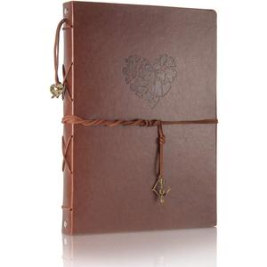 ThxMadam Leather Scrapbook Album 60 Pages Vintage Love Photo Album,11 * 8.1 Inch Scrapbook for Couples-DIY Memory Book,Birthday/Wedding Guest Book Gift for Anniversary Mother's Day (Large)