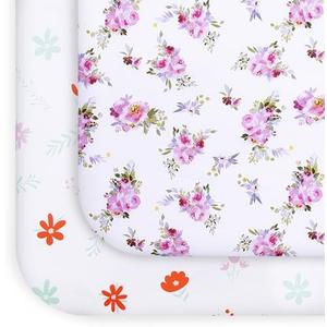 Pack and Play Sheets Girl Red Floral, Compatible with Graco Pack and Play