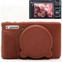 Case for Canon PowerShot SX740 HS, SX730 HS Camera, Soft Silicone Protective Case, Slim Fit Sleeve with Removable Lens Cover and Screen Protector Accessories, Anti-Scratch (Dark Brown)