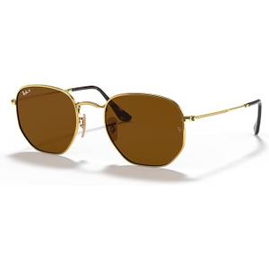 Ray-Ban unisex-adult Rb3548n Hexagonal Flat Lens Hexagonal Sunglasses (Gold/Polarized B-15 Brown)