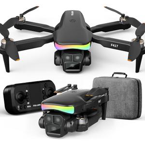F417 Drone with Camera 1080P for Beginners and Adults,RGB LED Light 90Electric Adjustable Lens,FPV Drone Mini RC Quadcopter with Live Video Camera,360 Flip,One Key Take Off/Land,Carry Case,Black