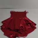 Women Sexy Backless Short Romper Satin Dress Cowl Neck Tie Ruffle Layer Spaghetti Strap Jumpsuit Mini Dress, Size S