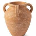 Handcrafted Flower Vase, 9.8" Tall Terracotta Vases, Vintage Rustic Ceramic Vase Décor with 4 Handles, Wide Mouth, Matte Finish for Home Office Resto Café Décor