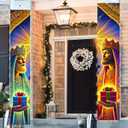 2 x Wise Man Christmas Door Banner 11.8x70.9 Inches Nativity Magi Porch Sign Vertical Hanging Religious Holiday Decoration Outdoor Front Door Entryway Christian Xmas Wall Dcor