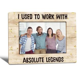Retirement Picture Frame, Farewell Retirement Gifts for Coworkers Colleagues, Team Photo Frame 4x6, I Used to Work with Absolute Legends Wooden Photo Picture Frames for Desk Decor Work Wooden
