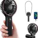 SWEETFULL Handheld Portable Fan, 5000mAh Rechargeable Battery, 6 Speed Wind, LED Digital Display, Foldable Electric Personal Mini Travel Fan with Backup Power, Summer Essentials Gifts for Women Girl (Black)